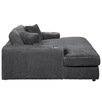 ACME Hilde Dark Gray Cordoury Chaise with 2 Pillows Model LV03691