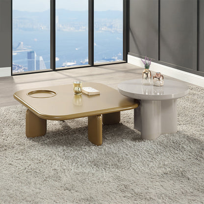 ACME Joane Yellowish Brown & Light Gray High Gloss Coffee Table Model LV03745