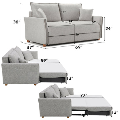 ACME Oran Gray Chenille Sofa with Sleeper Storage & 2 Pillows Model LV03800