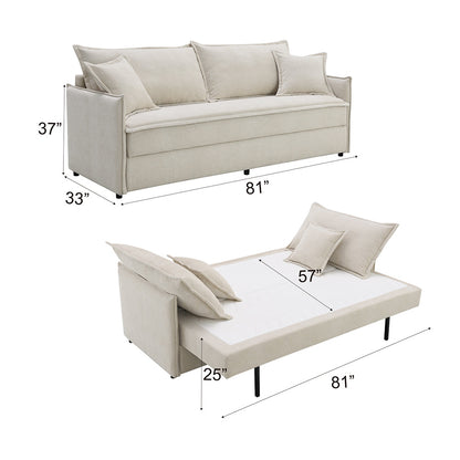 ACME Elisea Beige Chenille Sofa with Sleeper & 2 Pillows Model LV03810