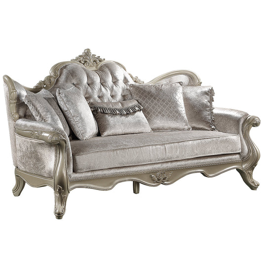ACME Libertee Beige Fabric & Champagne Sofa with 5 Pillows Model LV03820