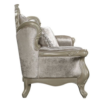 ACME Libertee Beige Fabric & Champagne Loveseat with 3 Pillows Model LV03821