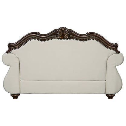ACME Pierce Beige Fabric & Cherry Loveseat with 3 Pillows Model LV03831