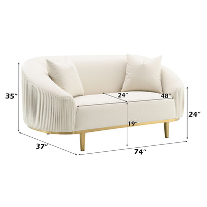 ACME Martina Ivory Velvet Loveseat with 2 Pillows Model LV03851