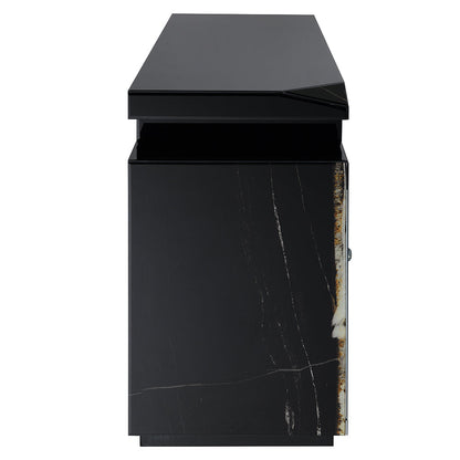 ACME Drisana Black Mirrored TV Stand with Fireplace Model LV03868