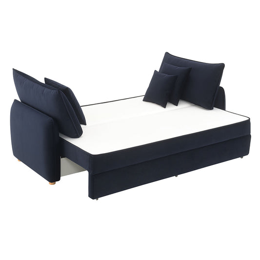 ACME Irina Blue Velvet Sofa with Sleeper & 3 Pillows Model LV03890