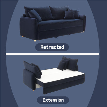 ACME Irina Blue Velvet Sofa with Sleeper & 3 Pillows Model LV03890