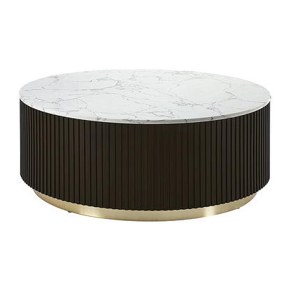 ACME Clayten White Engineering Marble Top & Espresso Coffee Table Model LV03945