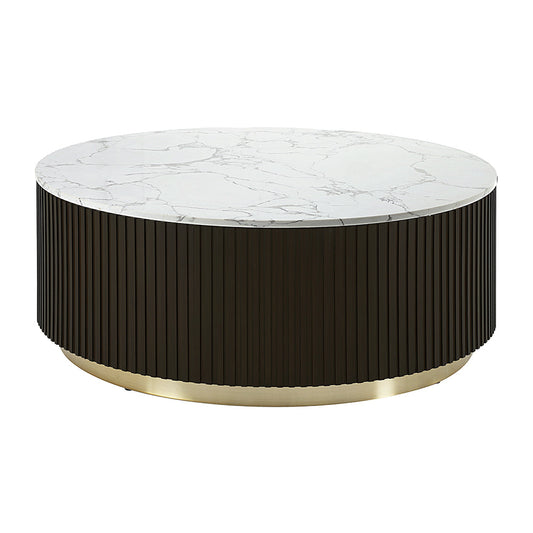 ACME Clayten White Engineering Marble Top & Espresso Coffee Table Model LV03945