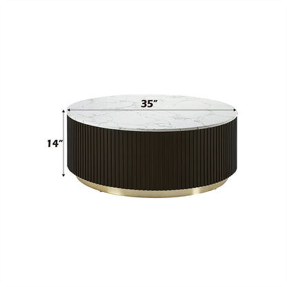 ACME Clayten White Engineering Marble Top & Espresso Coffee Table Model LV03945