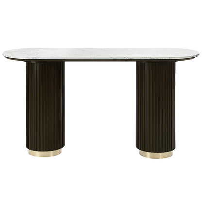ACME Clayten White Engineering Marble Top & Espresso Sofa Table Model LV03947