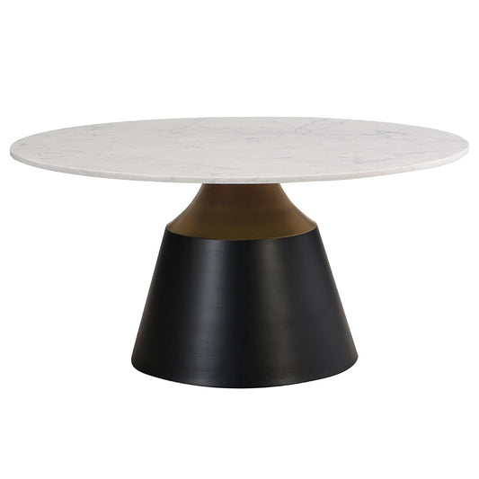 ACME Jaramillo White Natural Marble Top & Black Coffee Table Model LV04045