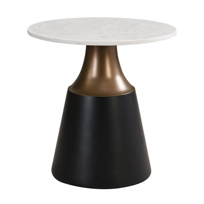 ACME Jaramillo White Natural Marble Top & Black End Table Model LV04046