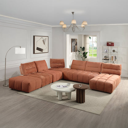 ACME Loanna Coral Red Linen Modular Loveseat Model LV04052