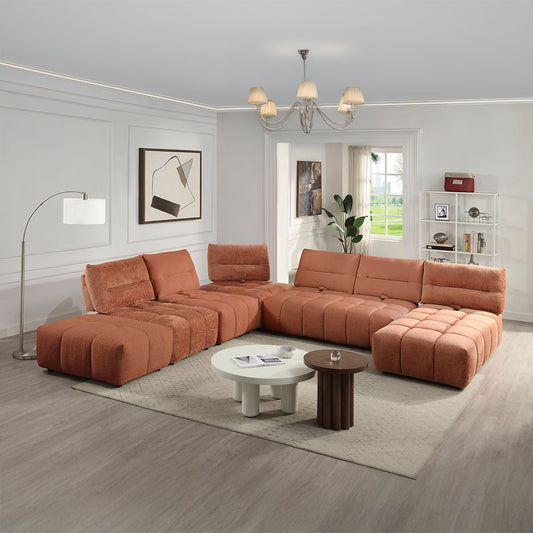 ACME Loanna Coral Red Linen Modular Loveseat Model LV04052