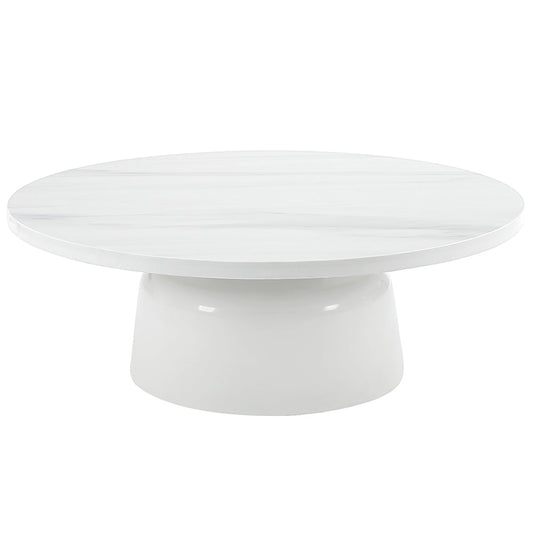 ACME Zaid Engineering Marble & White High Gloss Coffee Table Model LV04225