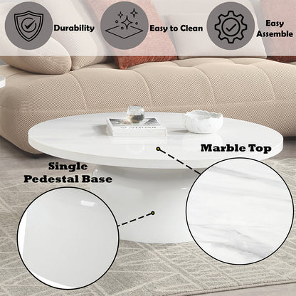 ACME Zaid Engineering Marble & White High Gloss Coffee Table Model LV04225