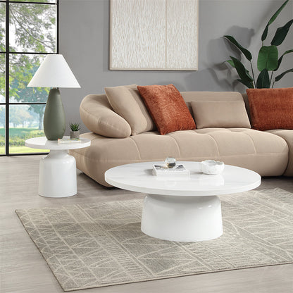 ACME Zaid Engineering Marble & White High Gloss Coffee Table Model LV04225