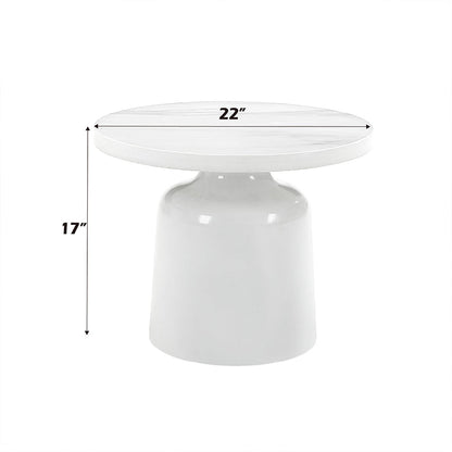 ACME Zaid Engineering Marble & White High Gloss End Table Model LV04226
