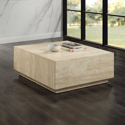 ACME Deon Beige Natural Marble Coffee Table with Natural Marble Top Model LV04245