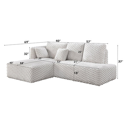 ACME Manya Ivory Corduroy Sectional Sofa Model LV04260