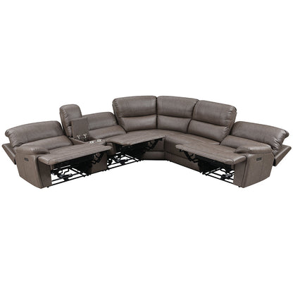 ACME Kantu Brown Synthetic Leather Motion Sectional Sofa Model LV04270