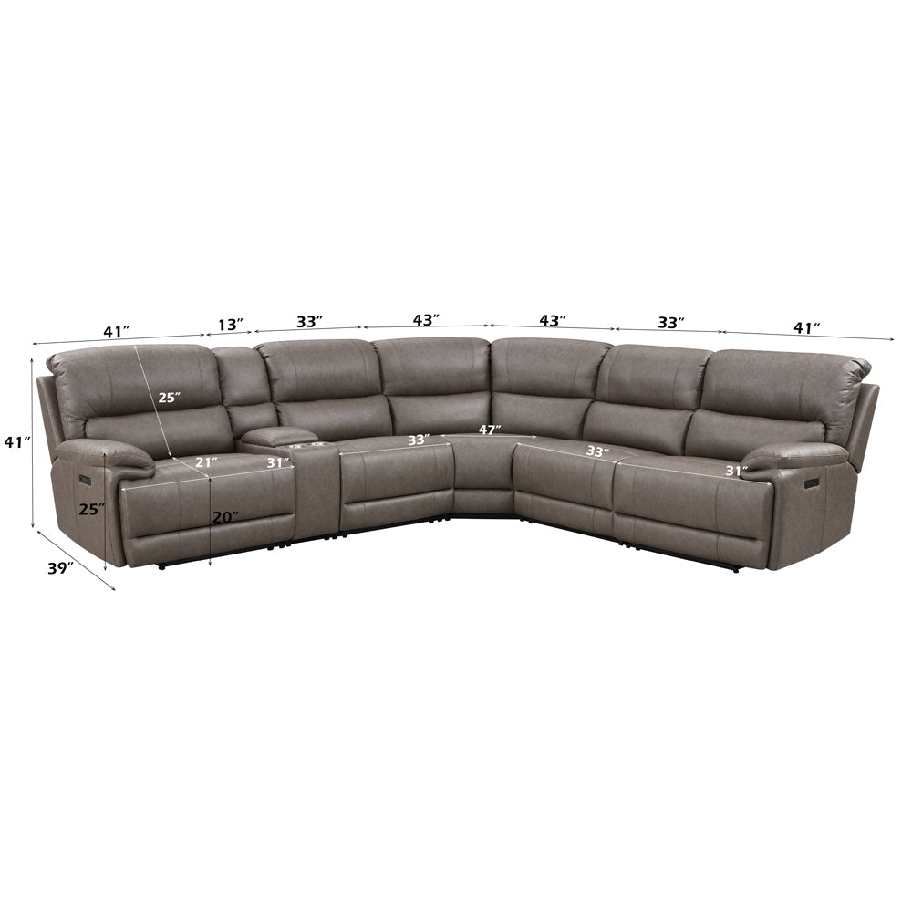 ACME Kantu Brown Synthetic Leather Motion Sectional Sofa Model LV04270