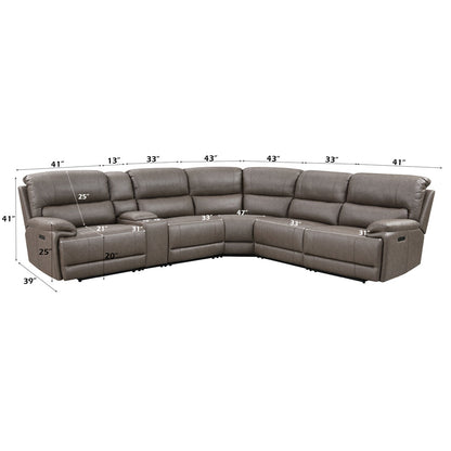 ACME Kantu Brown Synthetic Leather Motion Sectional Sofa Model LV04270