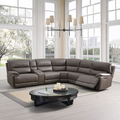 ACME Kantu Brown Synthetic Leather Motion Sectional Sofa Model LV04270