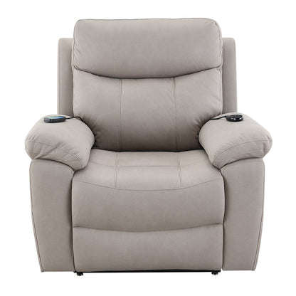 ACME Chriki Light Gray Polished Microfiber Power Recliner with Lift & Heating & Massage Model LV04272