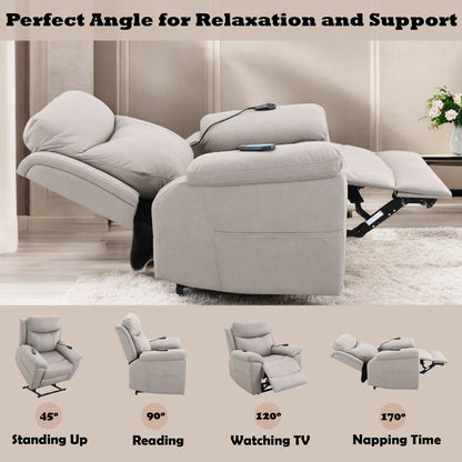 ACME Chriki Light Gray Polished Microfiber Power Recliner with Lift & Heating & Massage Model LV04272