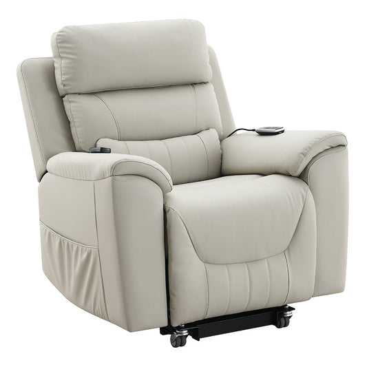 ACME Marsha Light Gray Silicone Synthetic Leather Power Recliner with Lift & Massage Model LV04273