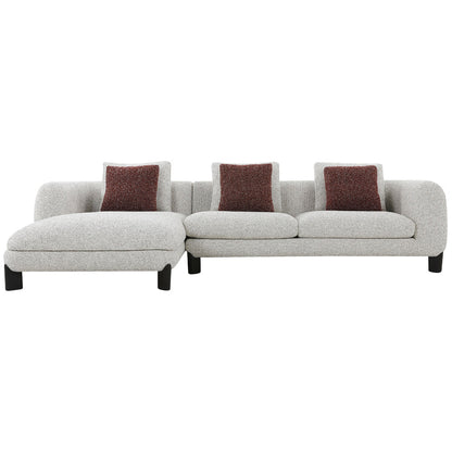 ACME Mardi Maroon & Beige Tweed Sectional Sofa with 6 Pillows Model LV04280