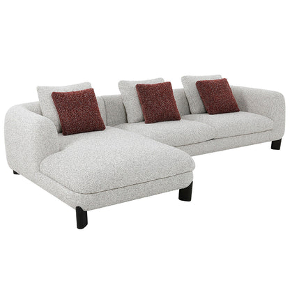 ACME Mardi Maroon & Beige Tweed Sectional Sofa with 6 Pillows Model LV04280