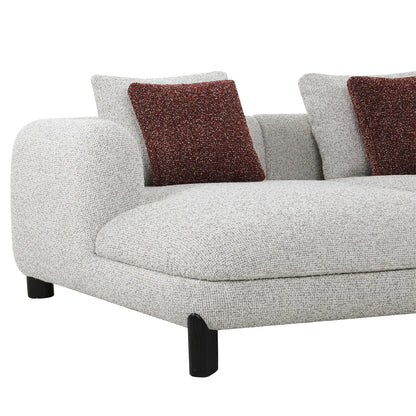 ACME Mardi Maroon & Beige Tweed Sectional Sofa with 6 Pillows Model LV04280