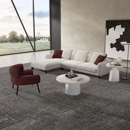 ACME Mardi Maroon & Beige Tweed Sectional Sofa with 6 Pillows Model LV04280