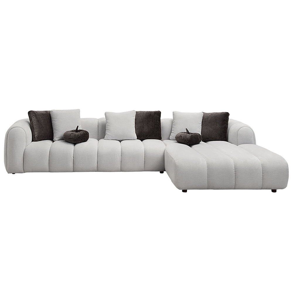 ACME Manilla Ivory White Linen Sectional Sofa with 8 Pillows Model LV04320
