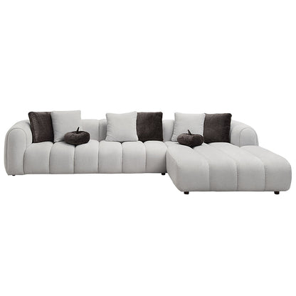 ACME Manilla Ivory White Linen Sectional Sofa with 8 Pillows Model LV04320