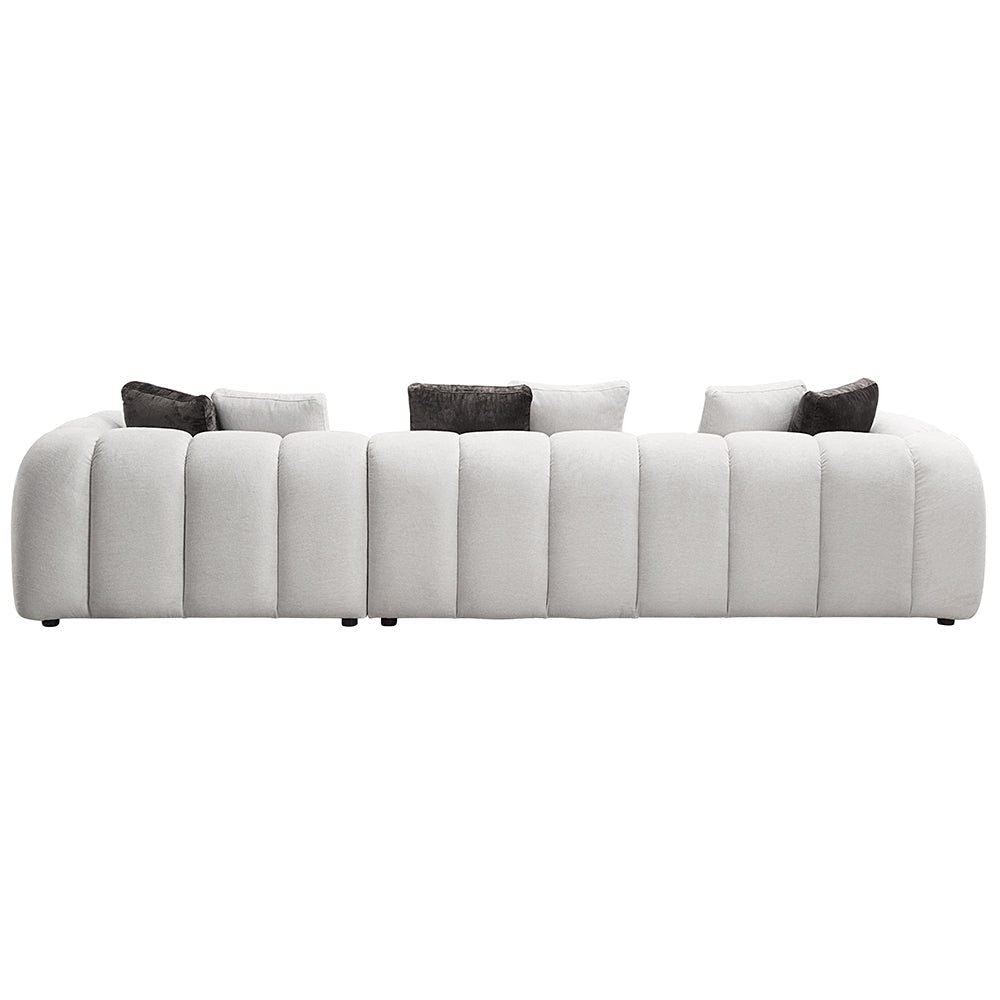 ACME Manilla Ivory White Linen Sectional Sofa with 8 Pillows Model LV04320