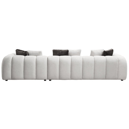 ACME Manilla Ivory White Linen Sectional Sofa with 8 Pillows Model LV04320