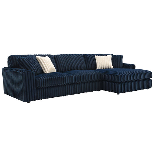 ACME Breton Blue Corduroy Sectional Sofa with 4 Pillows Model LV04400