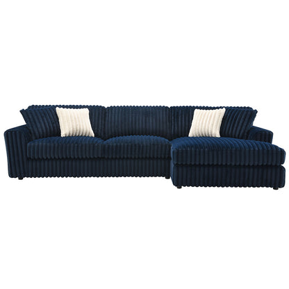 ACME Breton Blue Corduroy Sectional Sofa with 4 Pillows Model LV04400