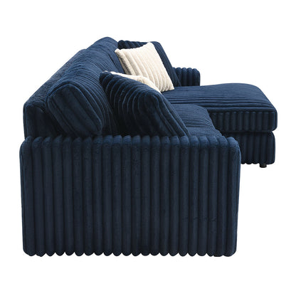 ACME Breton Blue Corduroy Sectional Sofa with 4 Pillows Model LV04400