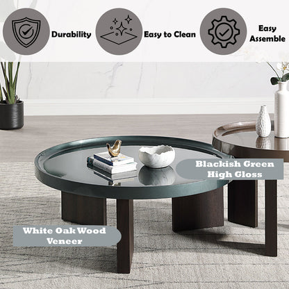 ACME Lakita Blackish Green/ Dark Blond High Gloss & Smoked Oak Coffee Table Model LV04405