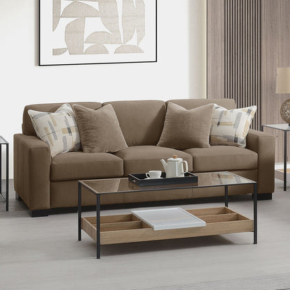 ACME Darya Brown Suede Fabric Sofa with 4 Pillows Model LV04530