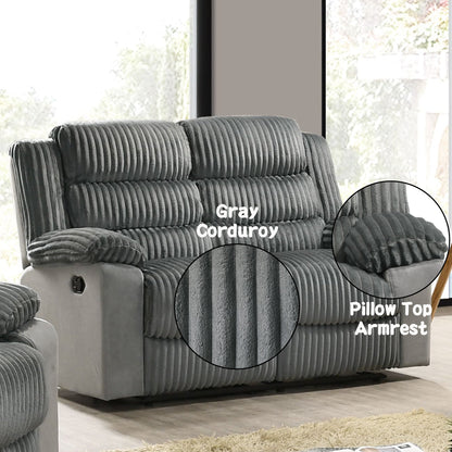 ACME Lesley Gray Corduroy & Velvet Motion Loveseat Model LV04621
