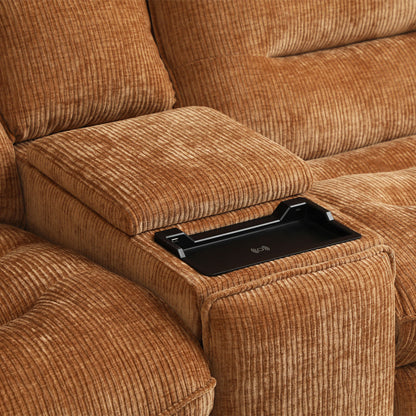 ACME Emmy Orange Chenille Power Motion Sectional Sofa with USB Port Model LV04650