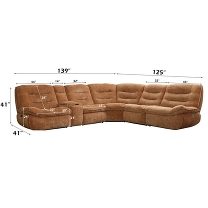 ACME Emmy Orange Chenille Power Motion Sectional Sofa with USB Port Model LV04650