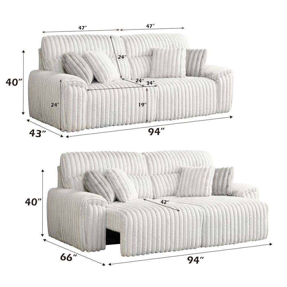 ACME Jaya Mondo Grey Corduroy Power Motion Sofa with Sleeper & USB Port Model LV04660