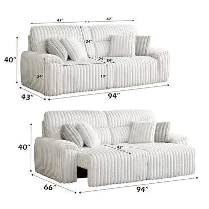 ACME Jaya Mondo Grey Corduroy Power Motion Sofa with Sleeper & USB Port Model LV04660